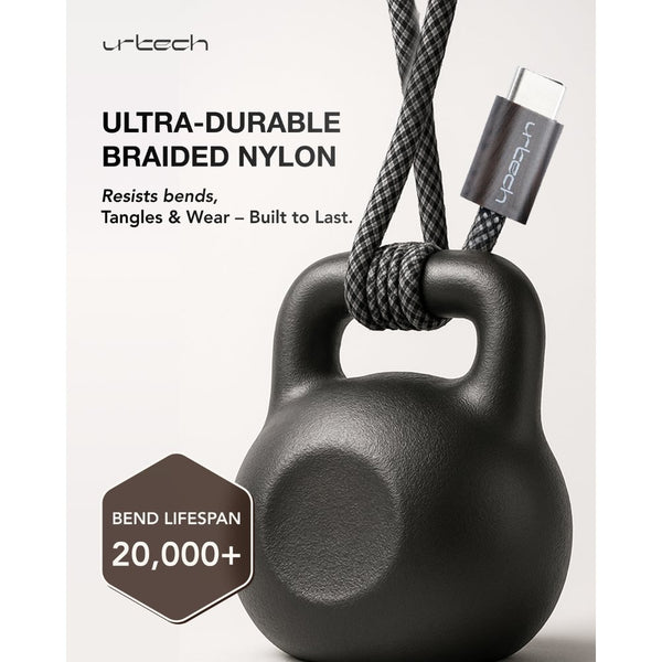 URTECH 100W USB-C to USB-C cable natural wood grain 1m PD fast charging braided cable Qatar