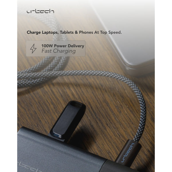 URTECH 100W USB-C to USB-C cable natural wood grain 1m PD fast charging braided cable Qatar