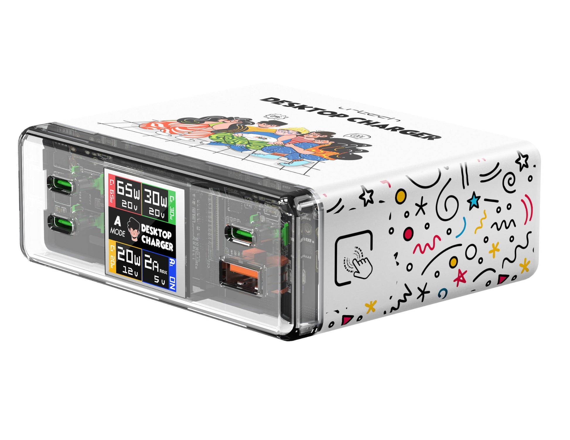 URTECH 130W GaN desktop charger smart display touch control Qatar