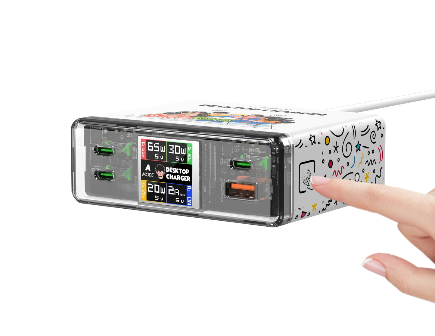 URTECH 130W GaN desktop charger smart display touch control Qatar