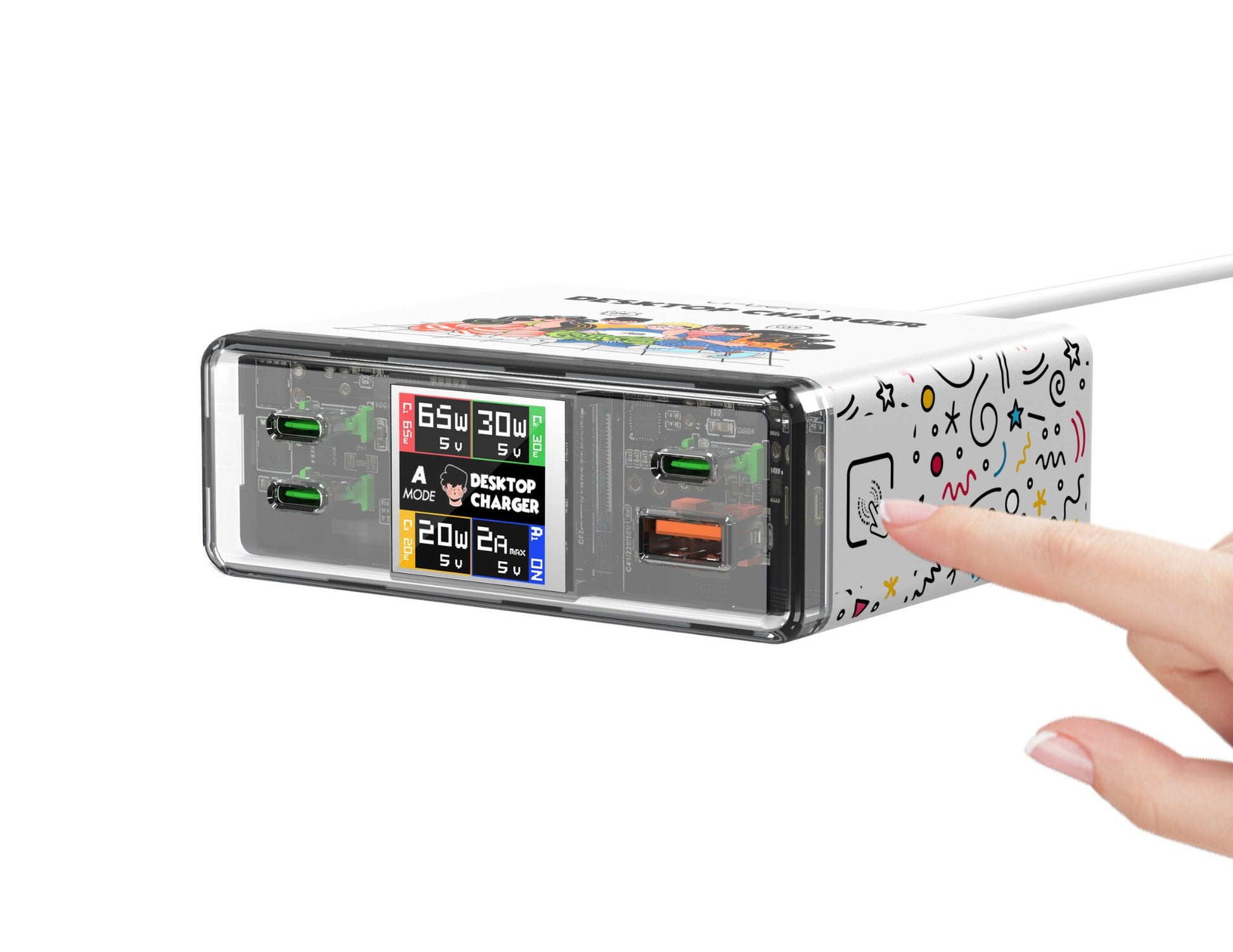 URTECH 130W GaN desktop charger smart display touch control Qatar