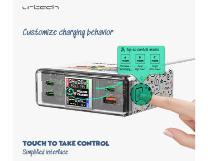 URTECH 130W GaN desktop charger smart display touch control Qatar