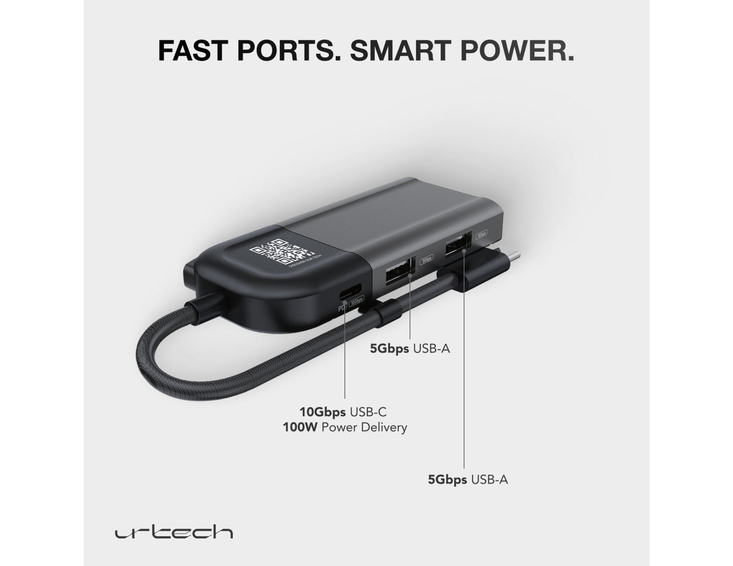 URTECH 6 in 1 USB-C hub 4K HDMI 100W PD 10Gbps aluminum Qatar