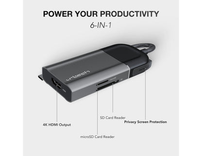 URTECH 6 in 1 USB-C hub 4K HDMI 100W PD 10Gbps aluminum Qatar