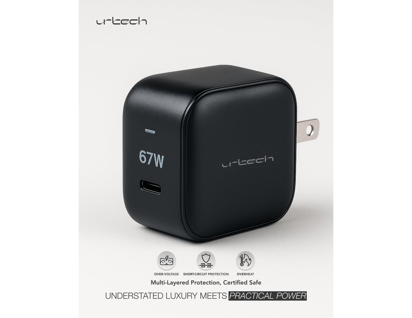 URTECH 67W GaN fast charger PD 3.0 QC 3.0 compact travel design Qatar