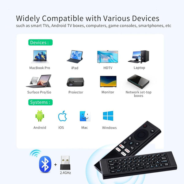 Voice remote with mini keyboard 2.4GHz air mouse and voice control Black for Android TV and Smart TV Qatar