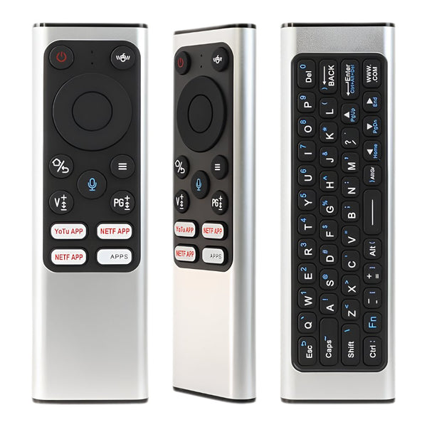 Voice remote with mini keyboard 2.4GHz air mouse and voice control Silver for Android TV and Smart TV Qatar