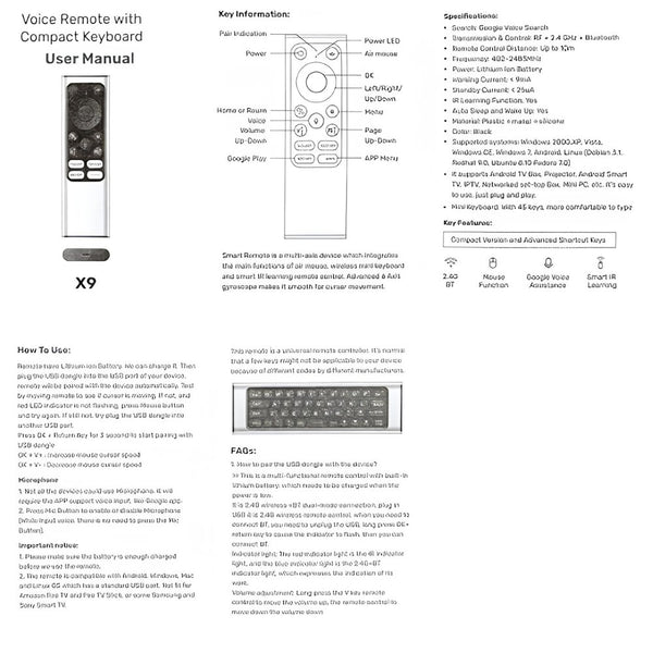 Voice remote with mini keyboard 2.4GHz air mouse and voice control Silver for Android TV and Smart TV Qatar