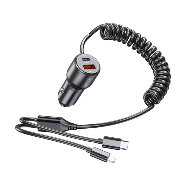 Vyvylabs Flash Power 66W dual fast car charger with USB-A USB-C and 2-in-1 spring cable Qatar