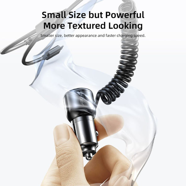 Vyvylabs Flash Power 66W dual fast car charger with USB-A USB-C and 2-in-1 spring cable Qatar