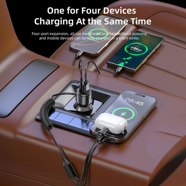 Vyvylabs Flash Power 66W dual fast car charger with USB-A USB-C and 2-in-1 spring cable Qatar