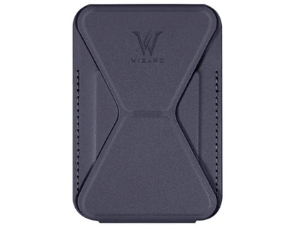 Wizard ARCO Card Case MagSafe wallet stand, premium leather, magnetic attach, holds cards, adjustable stand, shown in use with iPhone, at Thabthaba Store Qatar
