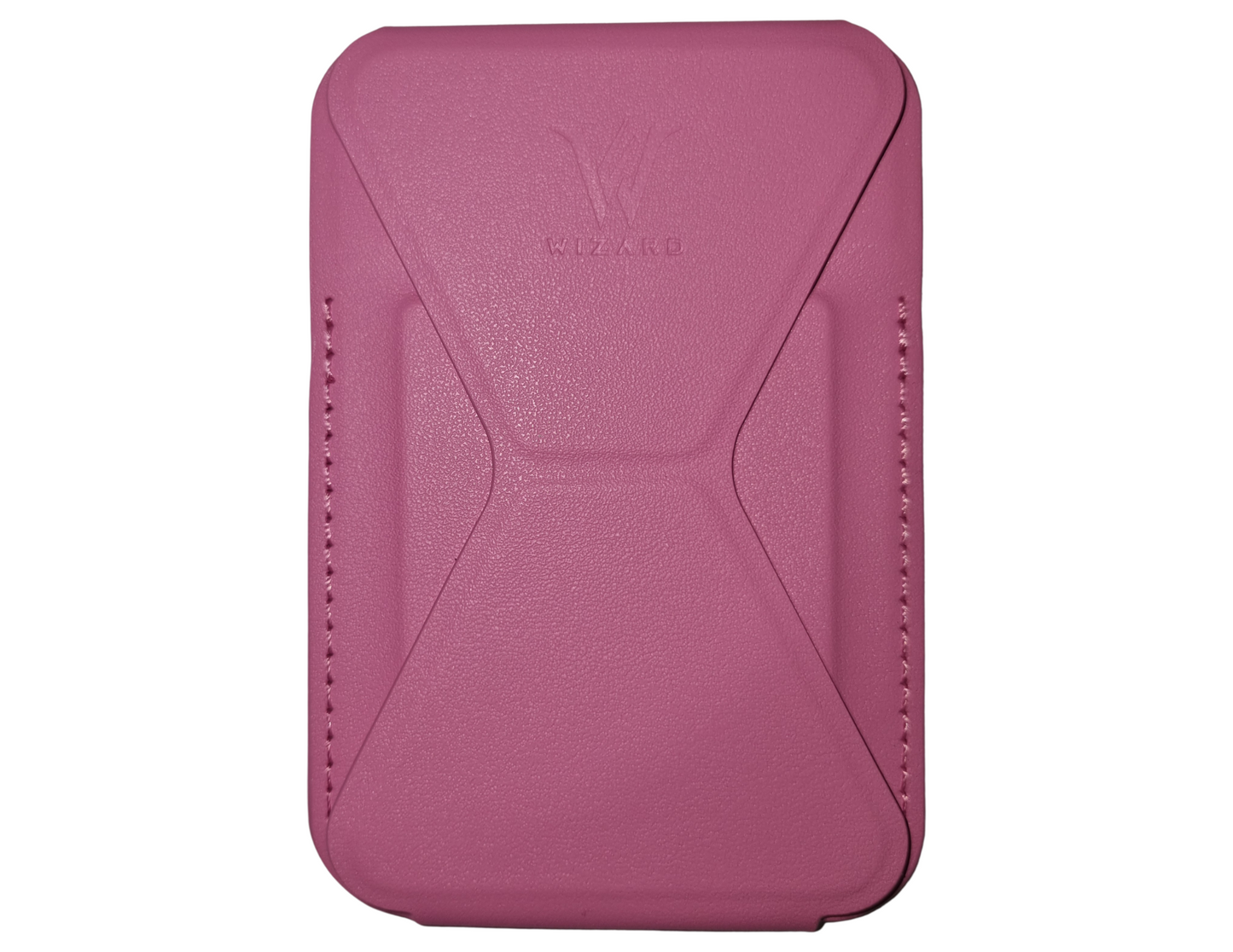 Front view of the Wizard ARCO Phone Stand & Wallet in Pink showing its sleek, super thin design.