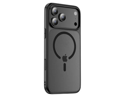 Wizard ARMOR CASE for iPhone 17 Pro / Pro Max / Air, frosted transparent MagSafe case with airbag shock protection, raised lens/screen bezels, Starlight and Black color options, at Thabthaba Store Qatar