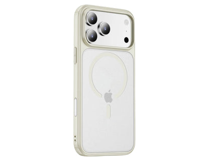 Wizard ARMOR CASE for iPhone 17 Pro / Pro Max / Air, frosted transparent MagSafe case with airbag shock protection, raised lens/screen bezels, Starlight and Black color options, at Thabthaba Store Qatar