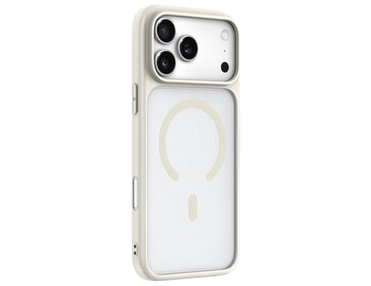 Wizard ARMOR CASE for iPhone 17 Pro / Pro Max / Air, frosted transparent MagSafe case with airbag shock protection, raised lens/screen bezels, Starlight and Black color options, at Thabthaba Store Qatar