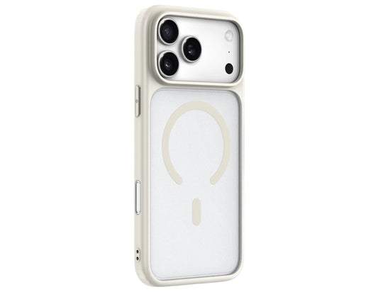 Wizard ARMOR CASE for iPhone 17 Pro / Pro Max / Air, frosted transparent MagSafe case with airbag shock protection, raised lens/screen bezels, Starlight and Black color options, at Thabthaba Store Qatar
