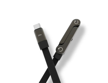 Wizard C240 Folding Stand Type-C 240W cable with phone stand at Thabthaba Store Qatar.