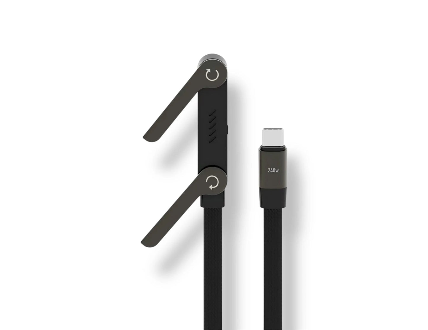 Wizard C240 Folding Stand Type-C 240W cable with phone stand at Thabthaba Store Qatar.