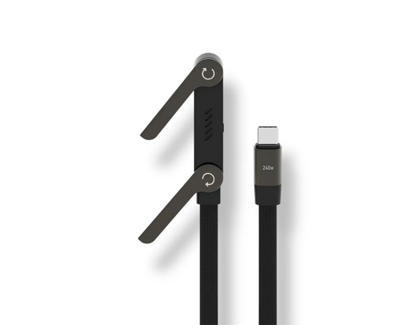Wizard C240 Folding Stand Type-C 240W cable with phone stand at Thabthaba Store Qatar.