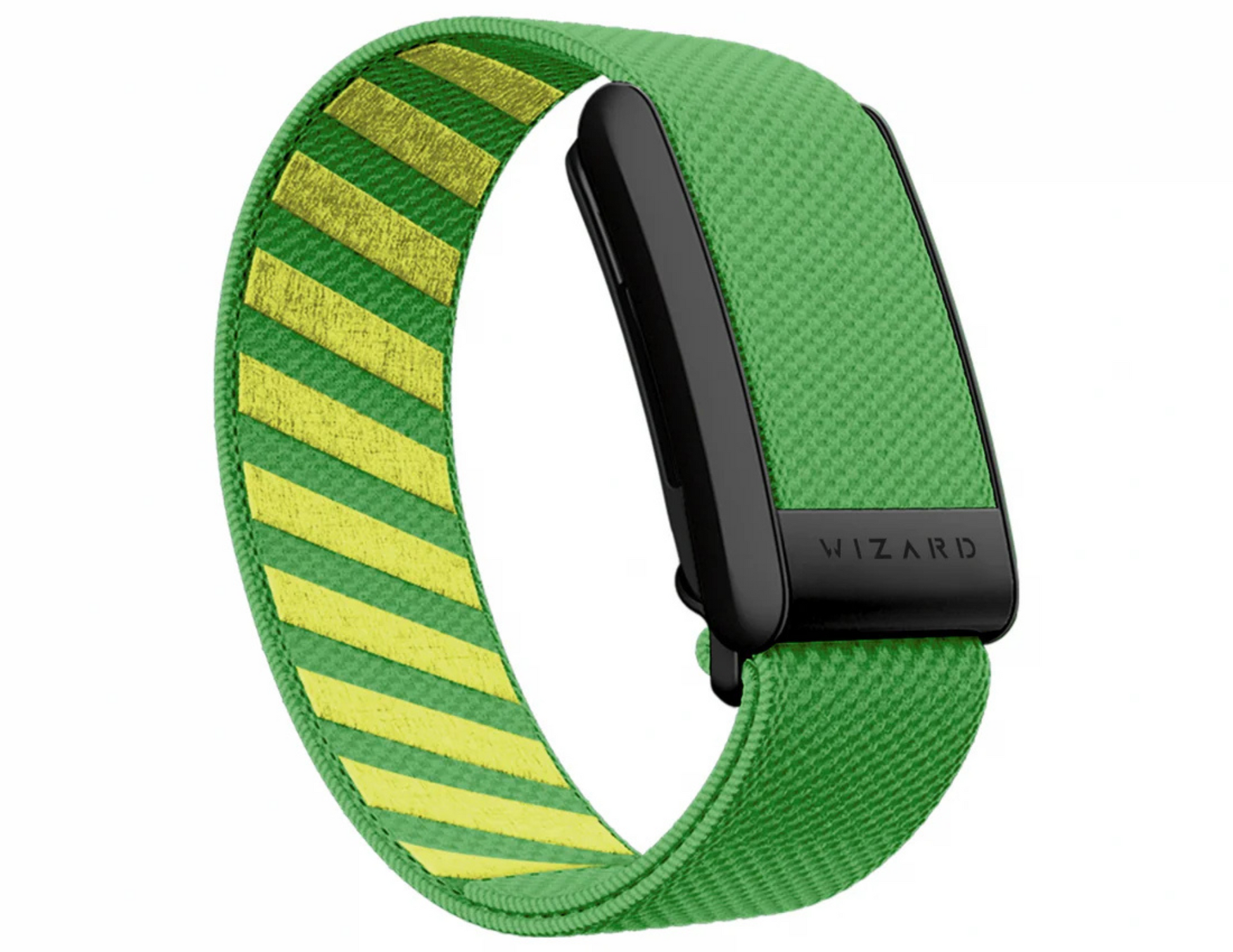 Front view of the Wizard Magic 4 Whoop Band in B-Lime Green showing its breathable Superknit design.
