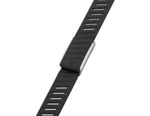 Black Wizard Silicone Band for Whoop One and Peak 5.0, premium sweat-resistant sport strap, adjustable fit, shown in Starlight and Light Grey, at Thabthaba Store Qatar on a white background