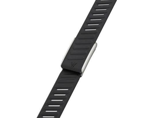 Black Wizard Silicone Band for Whoop One and Peak 5.0, premium sweat-resistant sport strap, adjustable fit, shown in Starlight and Light Grey, at Thabthaba Store Qatar on a white background