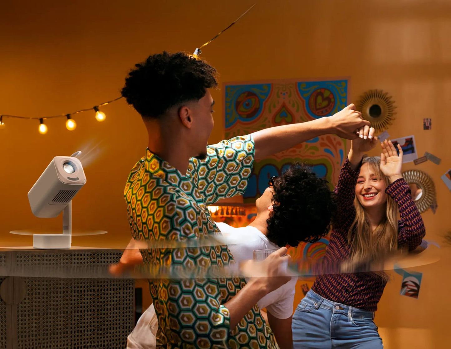 Yaber T1 Pro portable smart projector with 8W TurboSonic speaker and 180-degree gimbal stand Qatar