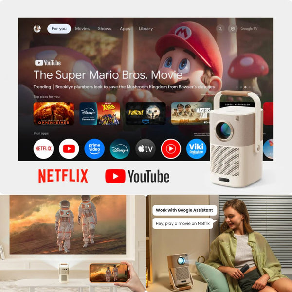 Yaber T2 Plus GTV Portable Smart Projector with Google TV JBL Speakers Full HD Qatar