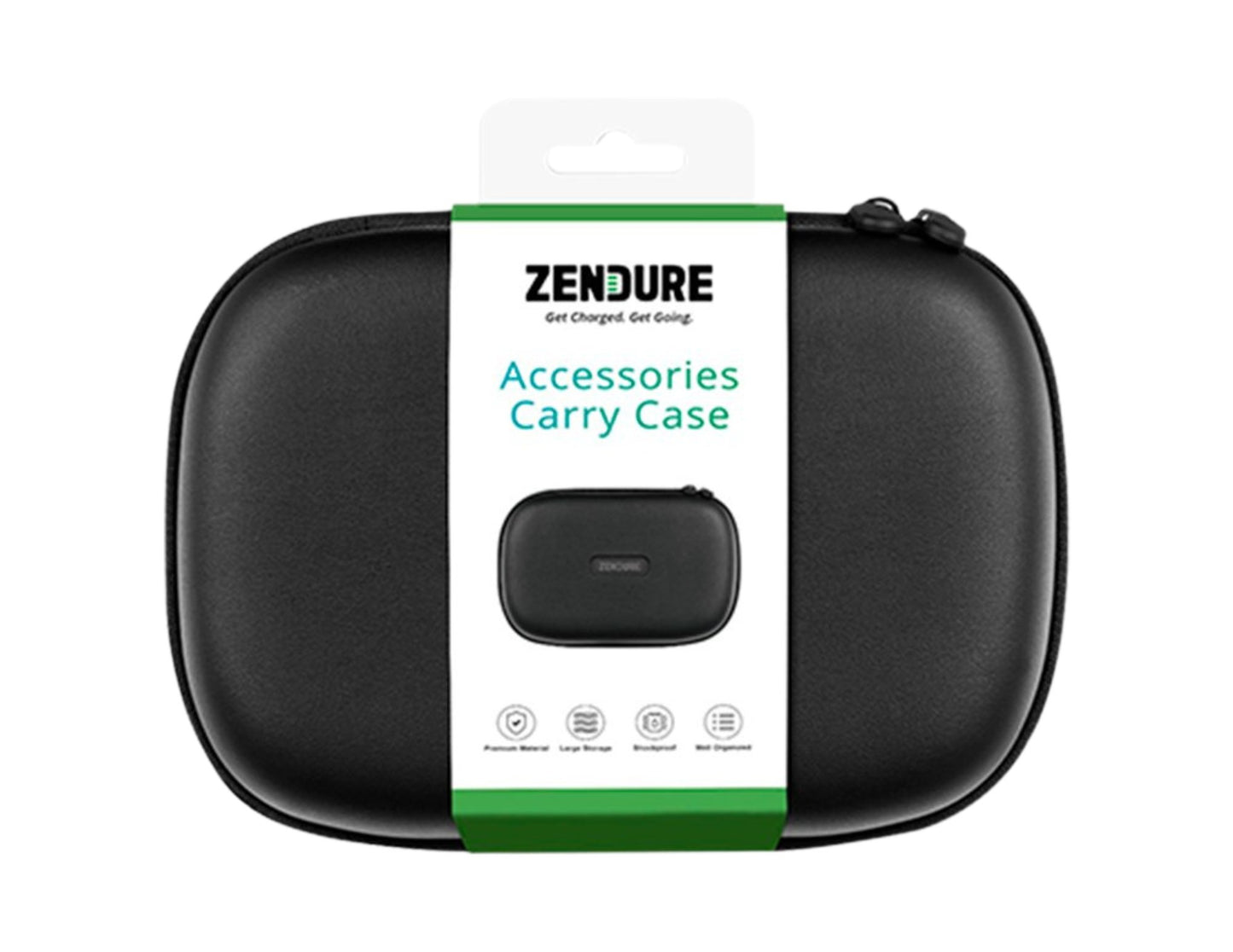 Zendure Daily Power Accessory Pack with power bank carry case car charger wall charger cable and tag.