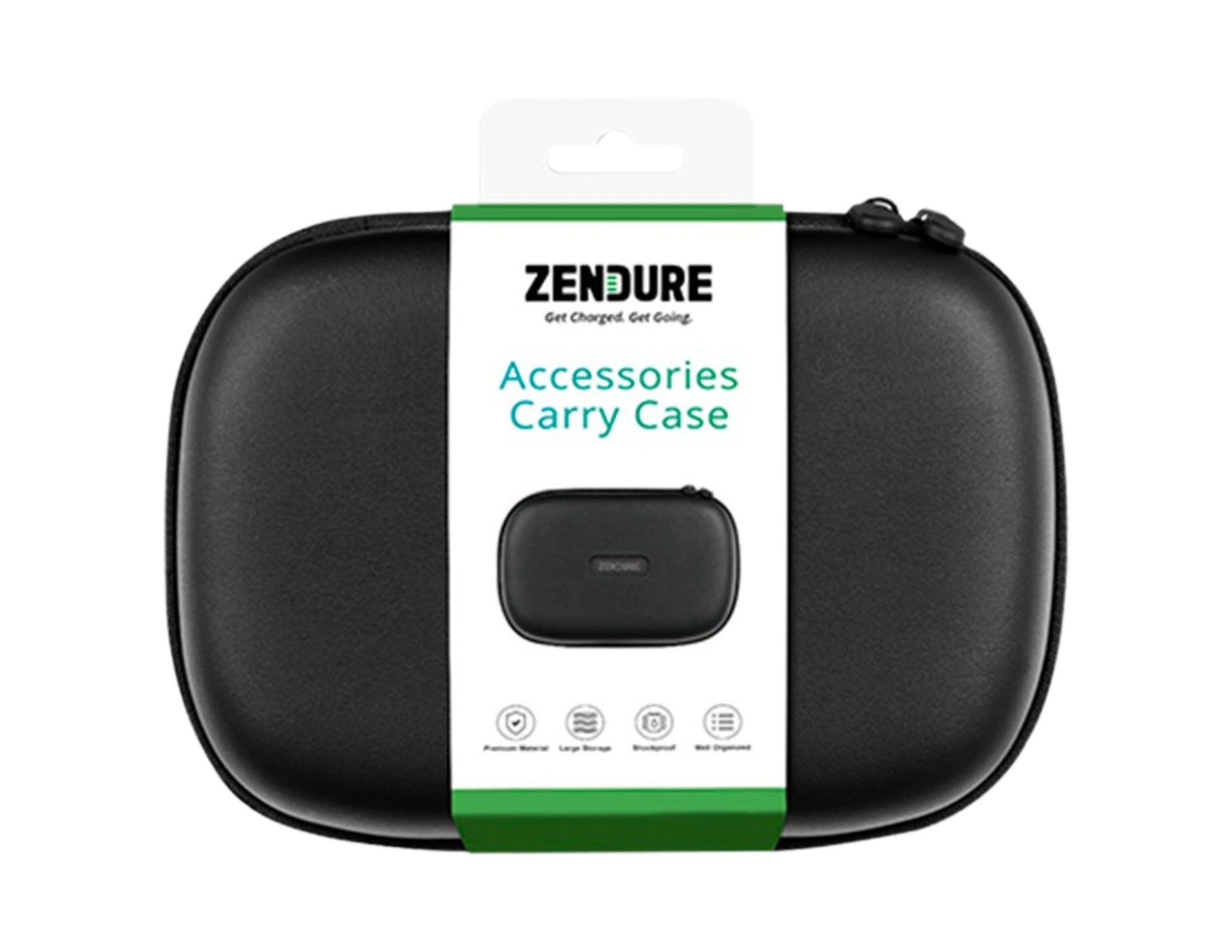 Zendure Daily Power Accessory Pack with power bank carry case car charger wall charger cable and tag.