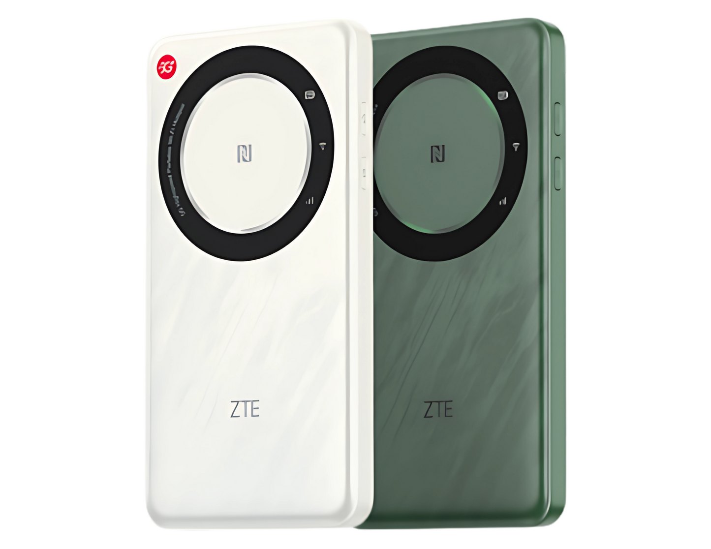 ZTE U30 Air 5G Pocket WiFi Router front and back view white and green