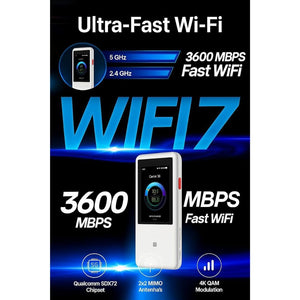 ZTE U60 Pro MU5250 5G WiFi 7 mobile router with 10,000mAh battery and touchscreen in Qatar